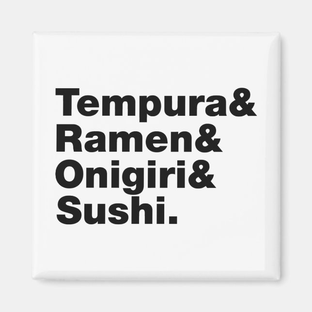 Japanese Foods Tempura & Ramen & Onigiri & Sushi. Magnet (Front)