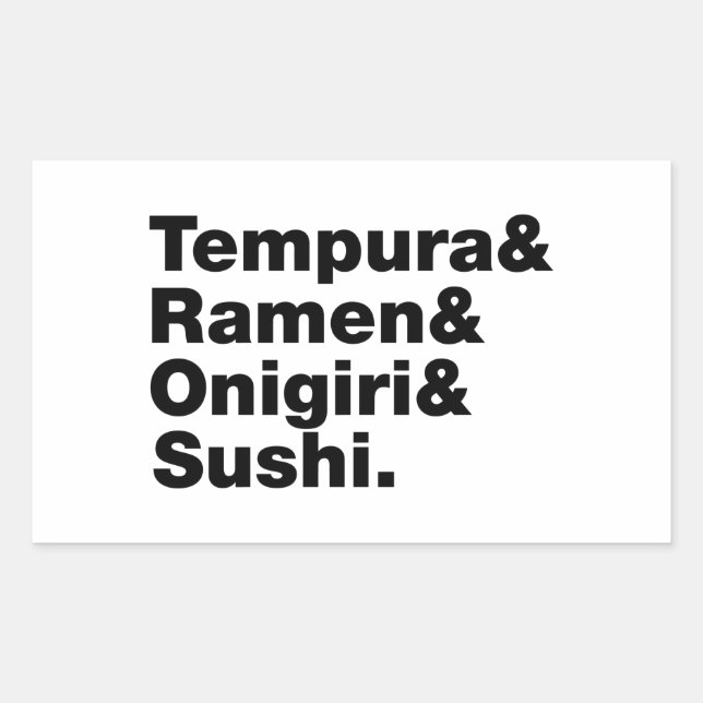 Japanese Foods Tempura & Ramen & Onigiri & Sushi. Rectangular Sticker (Front)