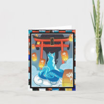 Japanese Fox and Pagoda Thank You Card