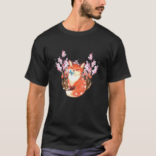 Japanese Fox Cherry Blossom Flower Sakura T-Shirt