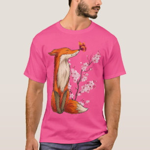 Japanese Fox Cherry Blossom Flower Sakura Trees Ka T-Shirt