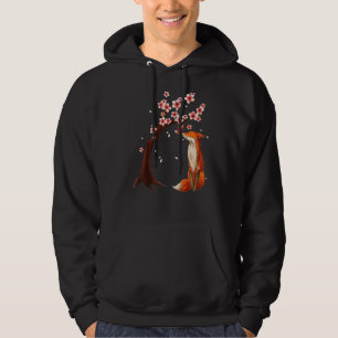 Japanese Fox Cherry Blossom Flower Trees Hoodie