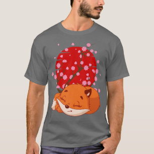 Japanese Fox Cherry Blossom Funny Flower Sakura Ka T-Shirt