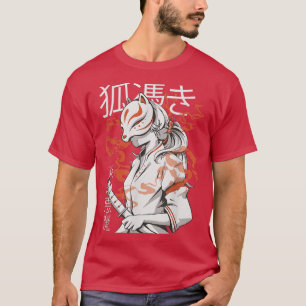 Japanese Fox Cute Funny Anime Kawaii Kitsune Kami  T-Shirt