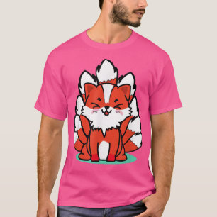 Japanese Fox Cute Funny Anime Kawaii Kitsune Kami  T-Shirt