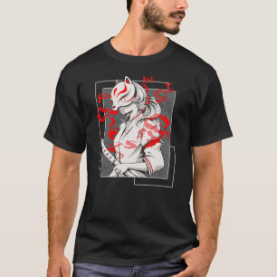 Japanese Fox Mask Aesthetic Kitsune Inari Anime On T-Shirt