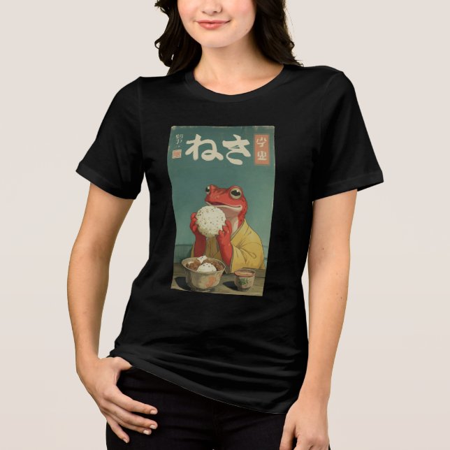  Japanese Frog Ukiyo-e Art for College Students Tri-Blend Shirt (Front)