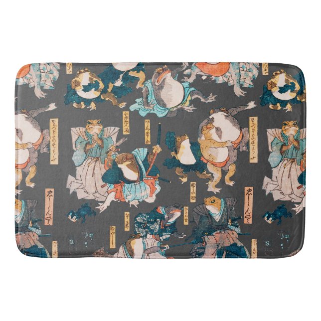 Japanese Frog ukiyo-e Froggies Bath Mat (Front)