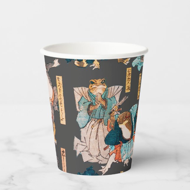 Japanese Frog ukiyo-e Froggies Paper Cups (Front)