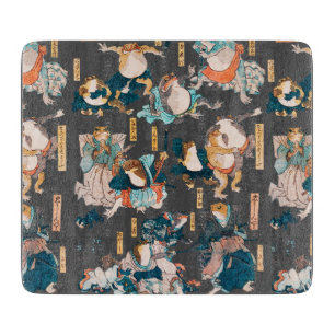 Japanese Frog Woodblock Print Kuniyoshi Ukiyo-e Cutting Board