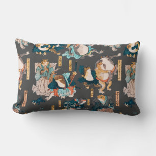 Japanese Frog Woodblock Print Kuniyoshi Ukiyo-e Lumbar Cushion