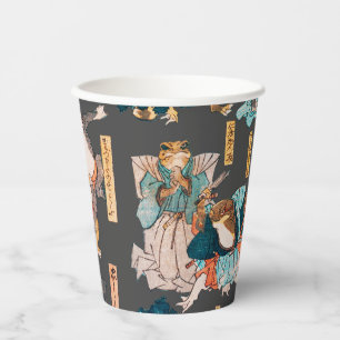 Japanese Frog Woodblock Print Kuniyoshi Ukiyo-e Paper Cups