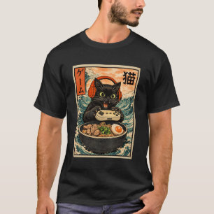 Japanese Gamer Cat Gaming Funny Ramen for Men Wome T-Shirt