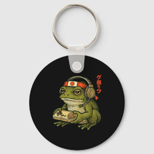 Japanese Gamer Frog Art Men Women Boys Funny Vinta Key Ring