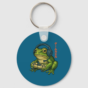Japanese Gamer Frog Art Men Women Boys Funny Vinta Key Ring