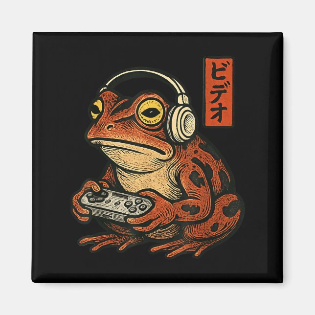 Japanese Gamer Frog Art Men Women Boys Funny Vinta Magnet (Front)