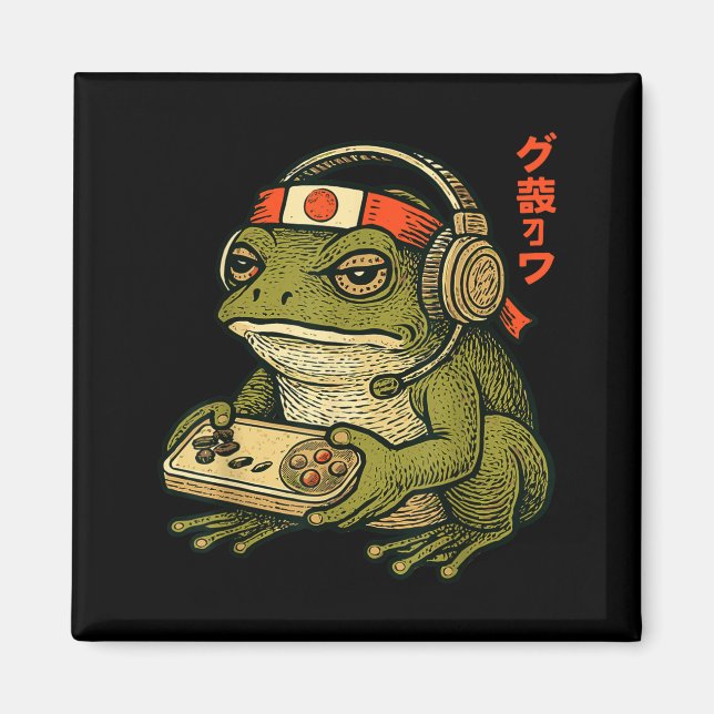 Japanese Gamer Frog Art Men Women Boys Funny Vinta Magnet (Front)