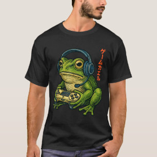Japanese Gamer Frog Art Men Women Boys Funny Vinta T-Shirt