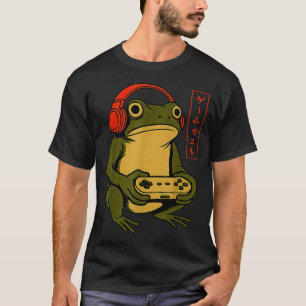 Japanese Gamer Frog Art Men Women Boys Funny Vinta T-Shirt