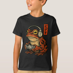 Japanese Gamer Frog Art Men Women Boys Funny Vinta T-Shirt