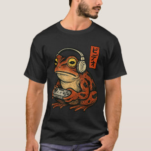 Japanese Gamer Frog Art Men Women Boys Funny Vinta T-Shirt