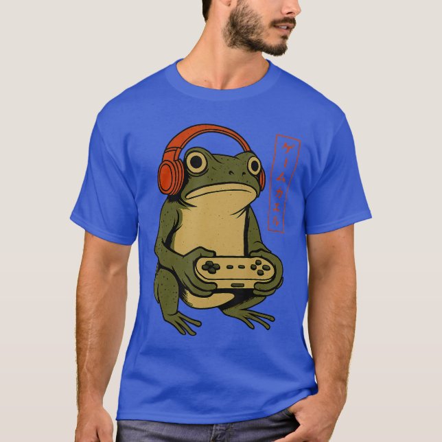 Japanese Gamer Frog Art Men Women Boys Funny Vinta T-Shirt (Front)