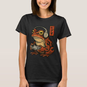 Japanese Gamer Frog Art Men Women Boys Funny Vinta T-Shirt
