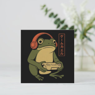 Japanese Gamer Frog Funny Vintage Gaming  Invitation