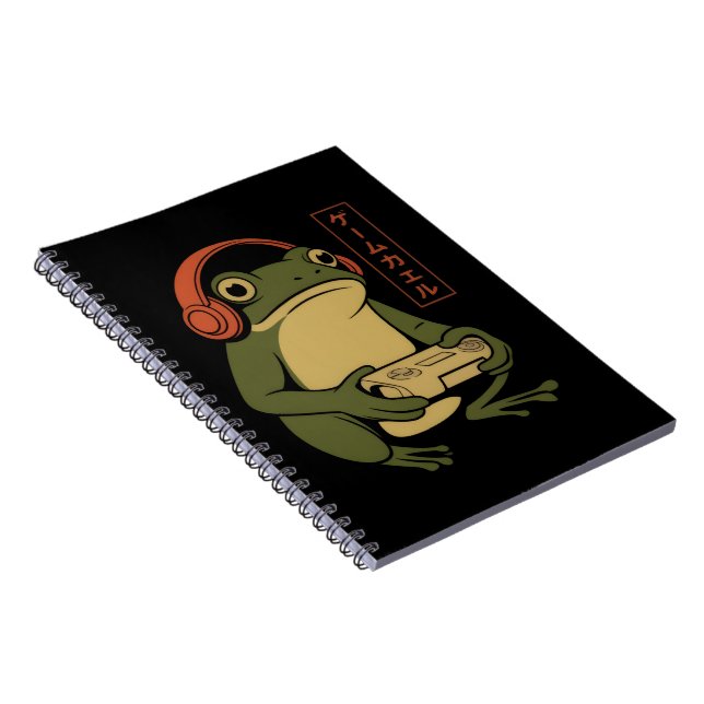 Japanese Gamer Frog Funny Vintage Gaming  Notebook (Right Side)