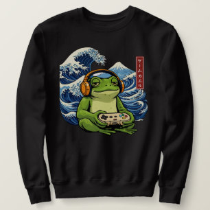 Japanese Gamer Frog — Vintage Japanese Gaming Frog Sweatshirt