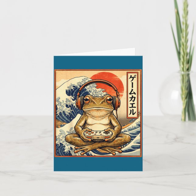 Japanese Gaming Frog Great Wave Artwork Card (Front)
