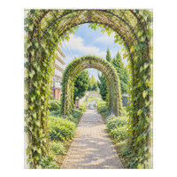 Japanese Garden Arch Watercolor Art Print | Japan