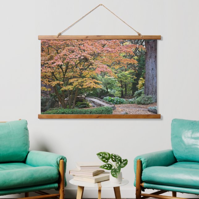 Japanese Garden Autumn Leaf Colour Landscape Hanging Tapestry (Living Room)