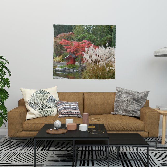 Japanese Garden Autumn Scene Landscape Tapestry (In Situ (Sofa))
