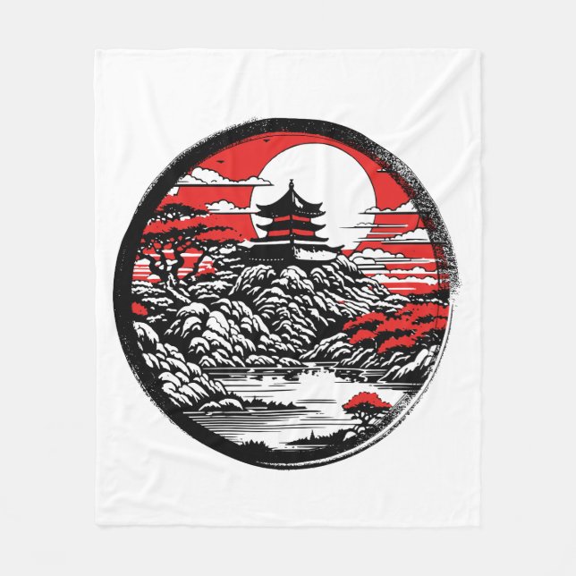 Japanese garden fleece blanket (Front)