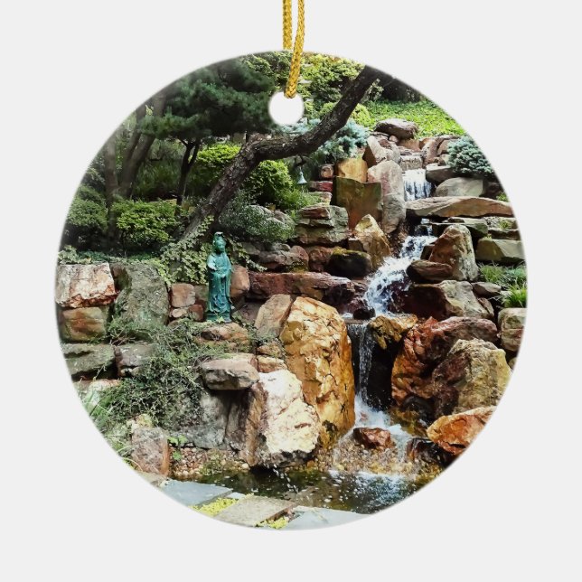 Japanese Garden in Autumn Ceramic Tree Decoration (Front)