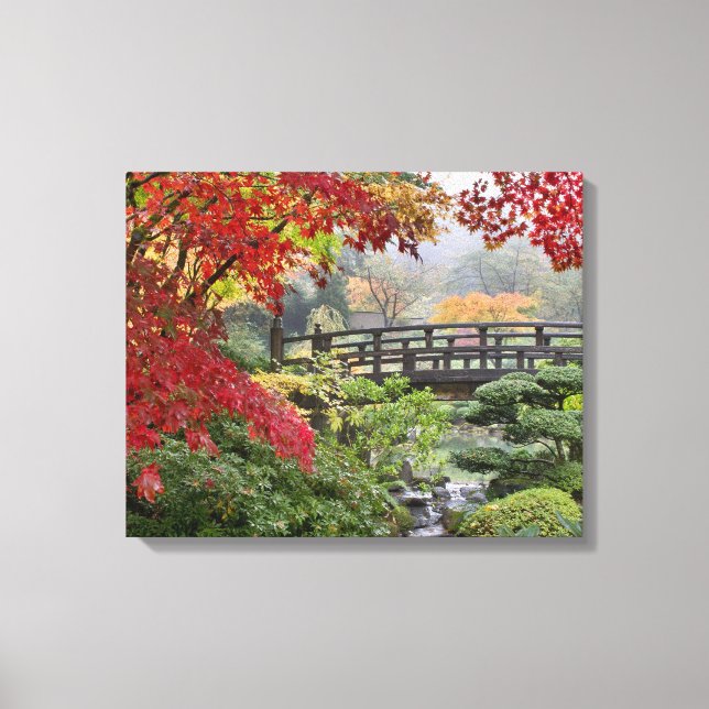 Japanese Garden in Fall Stretched Canvas Print (Front)