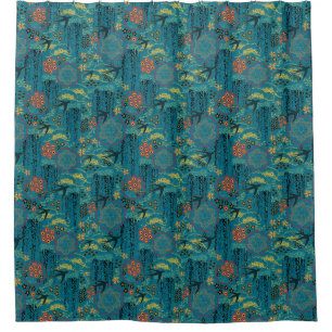 Japanese Garden in Teal Shower Curtain
