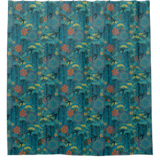 Japanese Garden in Teal Shower Curtain
