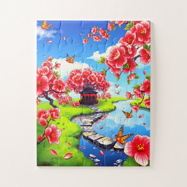 Japanese garden jigsaw puzzle (Vertical)