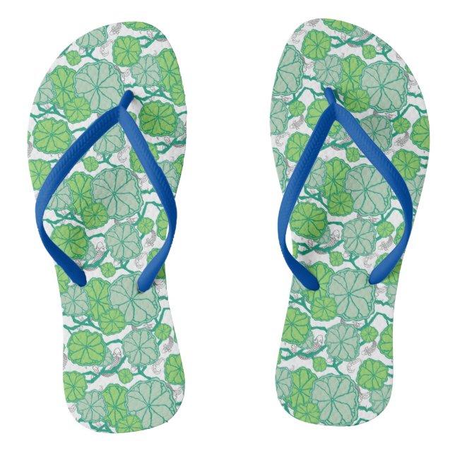 Japanese Garden Koi Pond Pattern Jandals (Footbed)