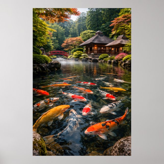 Japanese Garden & Koi Pond - Photographic Image Poster (Front)