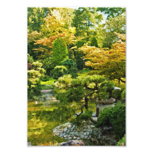 Japanese Garden Painting Effect Landscape Photo Print