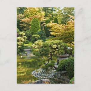 Japanese Garden Painting Effect Landscape Postcard