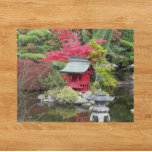 Japanese Garden Pond Scene Jigsaw Puzzle<br><div class="desc">A challenging jigsaw puzzle that features a photo image of a scenic Japanese garden pond setting that includes a miniature, red Shinto shrine and colorful, autumn leaves. A lovely, botanical garden scene! Select your puzzle size. Fun for the whole family! NOTE: Image not optimized for square puzzle size. Photo: Point...</div>
