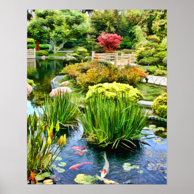 Japanese Garden Pond with Koi HDR july 10 Poster (Front)