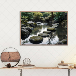 Japanese Garden Pond with Zen Stones Canvas Print