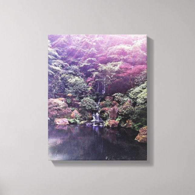 Japanese Garden Waterfall Canvas Print (Front)