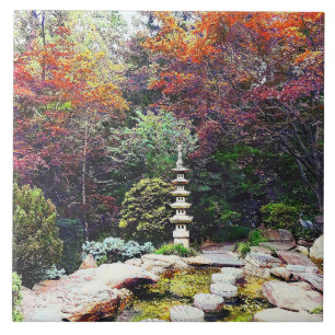 Japanese Garden With Pagoda Tile
