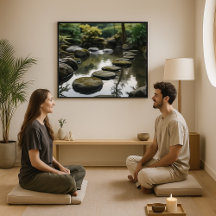 Japanese Garden with Stones, Water and Plants